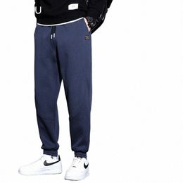 autumn Winter Men's Casual Pants Elastic Waist Sweatpants Korean Outdoor Blue Grey Black Leggings Joggers Loose Trousers Male G9SR#