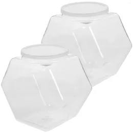 Storage Bottles 2pcs Airtight Jar Hexagon Jars Kitchen Dry Food Container