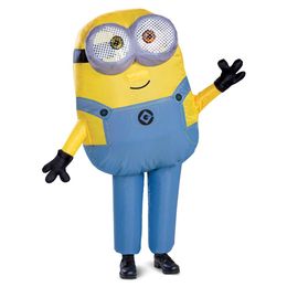 Disguise Bob Iatable Minion Costume for Kids, Official Minions Halloween Costume, Blow Up Jumpsuit with Fan, Child Size (up to 7-8)