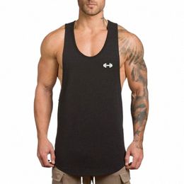 muscle Guys Gym Clothing Cott Singlets Bodybuilding Stringer Tank Top Men Fitn Sleevel Shirt Sports Vest Fi Tanktop u58f#