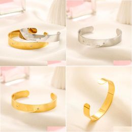 Bangle Luxury Bracelets Women Gold Sier Fashion Esigner Crystal Open Bracelet 18K Plated Stainless Steel Womens Jewellery Love Drop Deli Dh3Xo