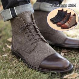 Boots Men Ankle Winter Casual Lace Up Shoes Booties Oxfords Gladiator Patchwork Sapato Feminino Chaussure Size Dfv67