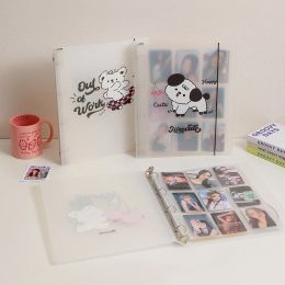 Albums 4 Rings A4 Binder Photocards Album Cute Cartoon Puppy Album for Mini Instax & Name Card 7s 8 25 50s Album de Photos