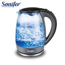 Schaar 1.7l Glass Health Preserving Pot Electric Kettle with Led Lighting 2000w Quick Boiling Water Auto Shutdown Without Bpa Sonifer