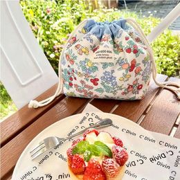 Cosmetic Bags Korean Style Floral Drawstring Bag Multifunctional Large Capacity Pastoral Makeup Beauty Tools Pouch