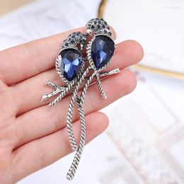 Brooches Cute Bird Pin Brooch Blue Crystal Couple Animal Fashion Men And Women Christmas Gifts