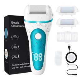Lastoortsen Electric Foot File Callus Rasp Usb Rechargeable with 3 Rollers 2 Speeds Waterproof Electric Feet File for Pedicure Foot Care
