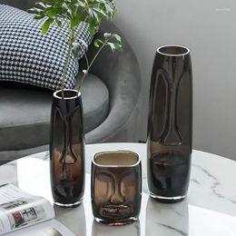 Vases Nordic Simple Modern Face Glass Vase Home Living Room Decoration Hydroponic Flower Set