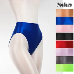 Women's Panties Satin Knickers Silky Briefs Female Shiny Glossy Wet Look Underwear Soft Solid Color Pantieswomen's Sexy Lingerie