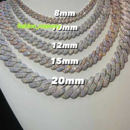 Custom Pass Diamond Test Vvs Moissanite Cuban Link Chain 10mm 12mm 15mm 18mm 20mm Hip Hop Necklace Men 925 Jewellery 5FFH