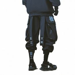 2023 Ribbs Embroidery Tactical Hip Hop Cargo Pants With Big Pockets Men Women Harajuku Punk Techwear Harem Pants M8b4#