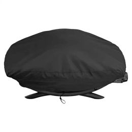 Grills Oxford Fabric Black BBQ Grill Cover With Drawstring Waterproof Lightweight Dust Cover For Weber Q1200 And 1000 Grill Storage