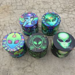 Latest 40MM Smoking Colorful Alien Zinc Alloy Herb Tobacco Grind Spice Miller Grinder Crusher Grinding Chopped Hand Muller Unique Design Handpipes Tool DHL