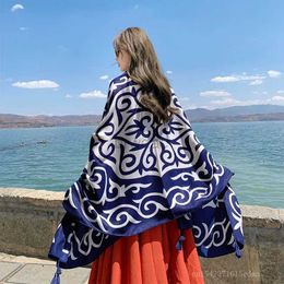 Sarongs New 46 Colour womens beach scarf Bohemian flower summer headscarf shawl and wrap female founder Echarpe designer Pashmina Bandana 24325