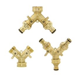 Connectors Brass 3/4" Garden Hose Splitter 2/4way Tap YType Watering Connector Garden Tap For Outdoor Faucet