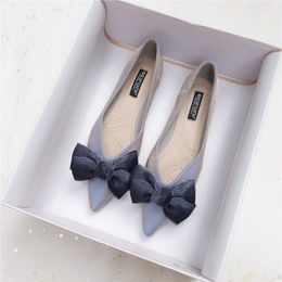 Casual Shoes Large Size Summer Bow Flats Woman Butterfly-Knot Ballets OL Office Pointed Toe Shallow Slip On Soft Bottom Ballerina