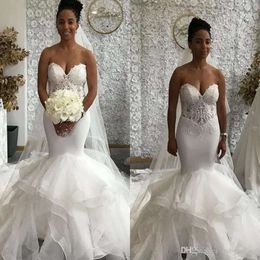 Dantel Vintage Deniz Kızı Kolları Gelinlik Özel Yapımı Arap Dubai Tarzı Tatlım Basamaklı Ruffles Parti Gowns Vestido