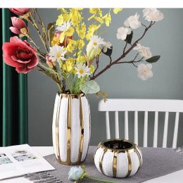 Vases Creative Ceramic Platinum Vase Desktop Decoration Vase Flower Arrangement Vase Dry Flower Vase Modern Minimalist Home Decoration