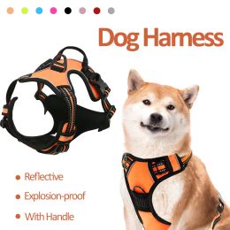 Harnesses Dog Harness No Pull Pet Harness Adjustable Soft Padded Dog Vest Reflective No Choke Pet Vest Easy Control Handle