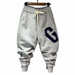 korean Baggy Pants Men's Spring Summer New Sweatpants Persality Sports Letter Casual Pants Elastic All-match Pantales Hombre X5Bu#