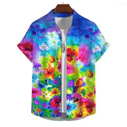 Men's Casual Shirts Shirt Summer Lapel Hawaiian Style 3d Print Pattern Button Clothes 2024 Short Sleeve Floral Clothing