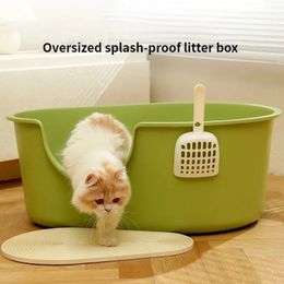 Extra-large Cat Litter Box Semi-enclosed Spatter-proof Cat Toilet Odor-proof Cat Sandbox Puppy Litter Tray Pet Cleaning Products 240306