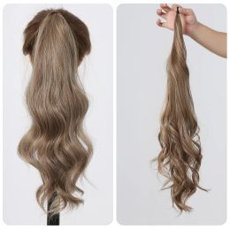 Ponytails Ponytails Long Wavy Synthetic Flexible Wrap Around Ponytail Light Brown Ponytail Hair Fake Tail Hairpieces For Women Daily Use