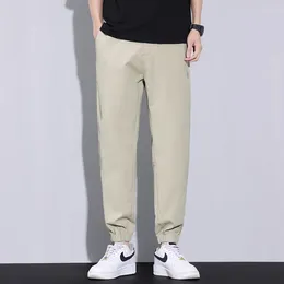 Mens Pants 2024 Spring Summer Thin Men Casual Solid Color Nine-point Comfortable Straight Leg Long Trousers