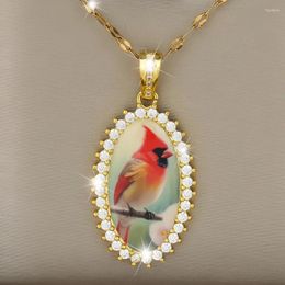 Pendant Necklaces European And American Christmas Red Bird Chain Necklace For Women Charming Cardinal Jewellery Accessories Gift Girl