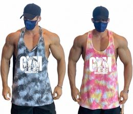 summer Camoue Mens Muscle Vest Y Back Gym Clothing Bodybuilding Fitn Tank Top Sleevel Shirt Workout Stringer Singlets 77Wz#