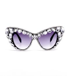 Fashion new Cat Eye Diamond Sunglasses Women Designer Colourful Rhinestones Sunglasses Retro Eyewear Shades UV4004813495