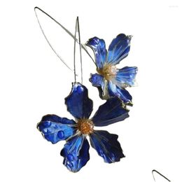 Dangle Chandelier Earrings 1 Pcs European And American Creative Flower For Women Plant Oil Painting Long Ear Hook Accessories Earring Otlep