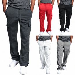 Fleece Multipocket Sweatpant Men Cargo Sweat Pant Homem Sportswear Casual Sólido Malha Calças Masculinas para Meninos Inverno 2023 k3ie #