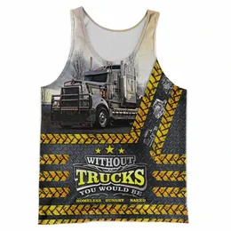 men's Truck Driver 3d Printed Tanks Tops Summer Sleevel Streetwear Pullovers Vest 6XL Plus Size Man Clothing Casual Tanks C7HJ#