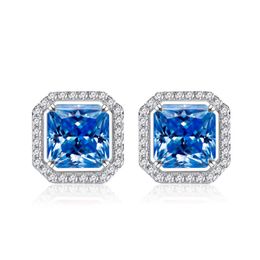 13 Colors for Options White Gold Plated 925 Sterling Silver 2CT Square Moissanite Earrings Studs for Men Women Nice Gift