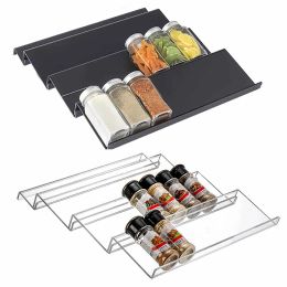 Racks Tiered Spice Rack Tray Acrylic Drawer Seasoning Bottle Organizer for Countertop Cabinet Pantry Kitchen Storage Shelves