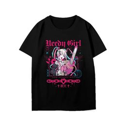 the Anchor Girl Heavily Relies on the Surrounding Short Sleeved T-shirt Anime Loose Cute Fashion Brand Animation Five Sleeve