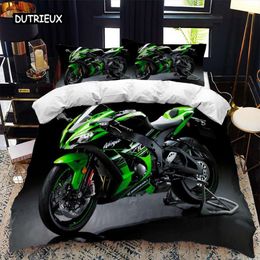 Motorcycle Rider Bed Duvet Queen Calico Twin Size Comforter Bedding Set Single King Soft Polyester Quilt Cover