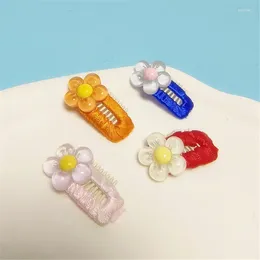 Dog Apparel 4pcs Cute Pet Grooming Flower Comb Hairpin BB Teeth Hair Clips Handmade Maltese Yorkshire Bowknot Accessories