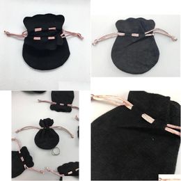 Jewelry Pouches Bags Black Veet Fits European Style Beads Charms And Bracelets Necklaces Fashion Pendant Drop Delivery Packing Display Dhh2G