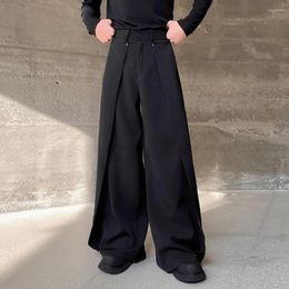 Mens Pants Dimensionally Cutting Straight Men Net Celebrity Streetwear Vintage Fashion Loose Casual Wide Leg Suit Long Trousers