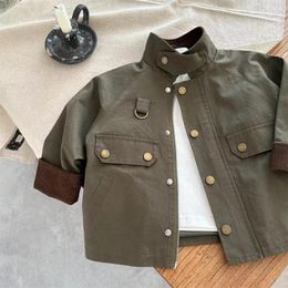 Jackets Children's Spring Coat 2024 Solid Colour Workwear And Autumn For Little Boys Simple
