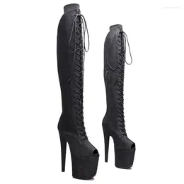 Dance Shoes Fashion Sexy Model Shows PU Upper 20CM/8Inch Women's Platform Party High Heels Thigh Pole Boots 413