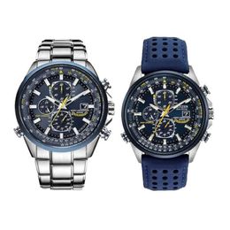 Luxury Wateproof Quartz Watches Business Casual Steel Band Watch Men's Blue Angels World Chronograph WristWatch278l