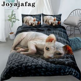 3D Printed Sphinx Cat Bedding Set Animals Adult Kids Comforter Duvet Cover with Pillowcase Bedroom Decor Double Bedclothes