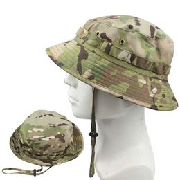 Wide Brim Hats Bucket Hats Mens Tactical Sunscreen Camo Outdoor Travel Climbing Fishing Hat Military Training Beach Mens Hiking Hat J240325