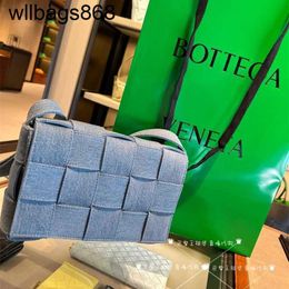 BottegVenets Cassette Luxurys Bag Denim Bag Woven Pillow Bag 15 Grid One Shoulder Crossbody Messenger Bag Leather