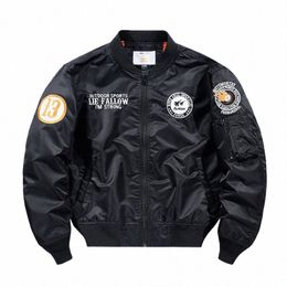 Outono Inverno dos homens Hip Hop Grosso Bordado Quente Jaqueta Militar Motocicleta Ma1 Aviador Piloto Parka Masculino Jaqueta Bomber de Beisebol U46z #