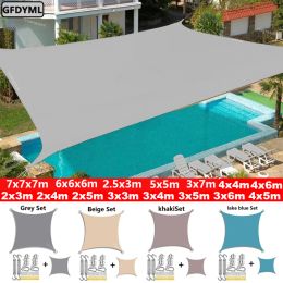 Nets 6X4m Waterproof Large Sun Shelter Sunshade Protection Outdoor Canopy Garden Patio Pool Shade Sail Awning Camping Shade