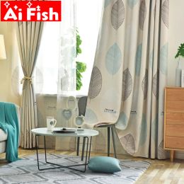 Curtains Pastoral Beige Print Leaves Curtain For Living Room Thick Blackout Curtains Kid's Bedroom Simple Kitchen Window Panel WP41850